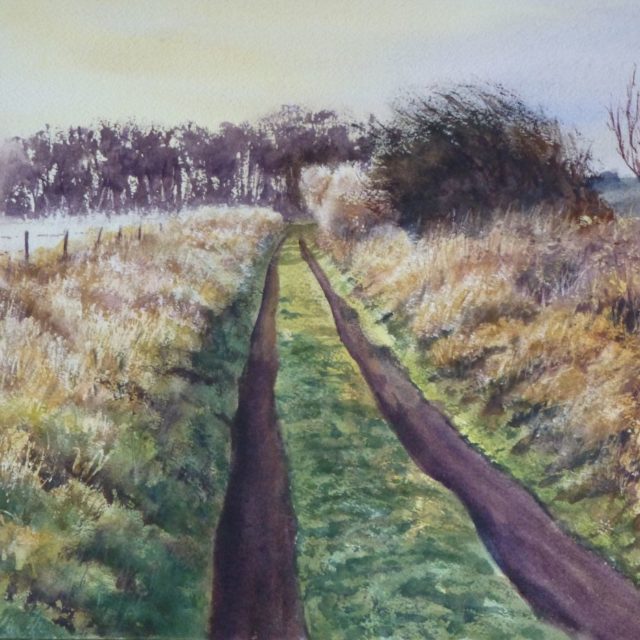 Coastal Path at Formby in the morning light - Watercolour Painting