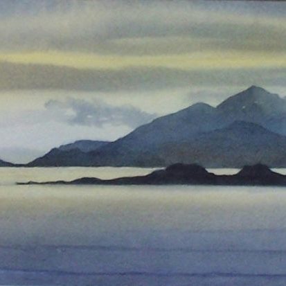 Achintrade, Looking Towards Skye. Watercolour painting