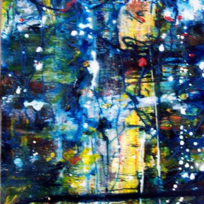 Abstract in Blues and Yellows - Oil Painting Abstract in Blues and Yellows a la Jackson Pollock - Oil Painting