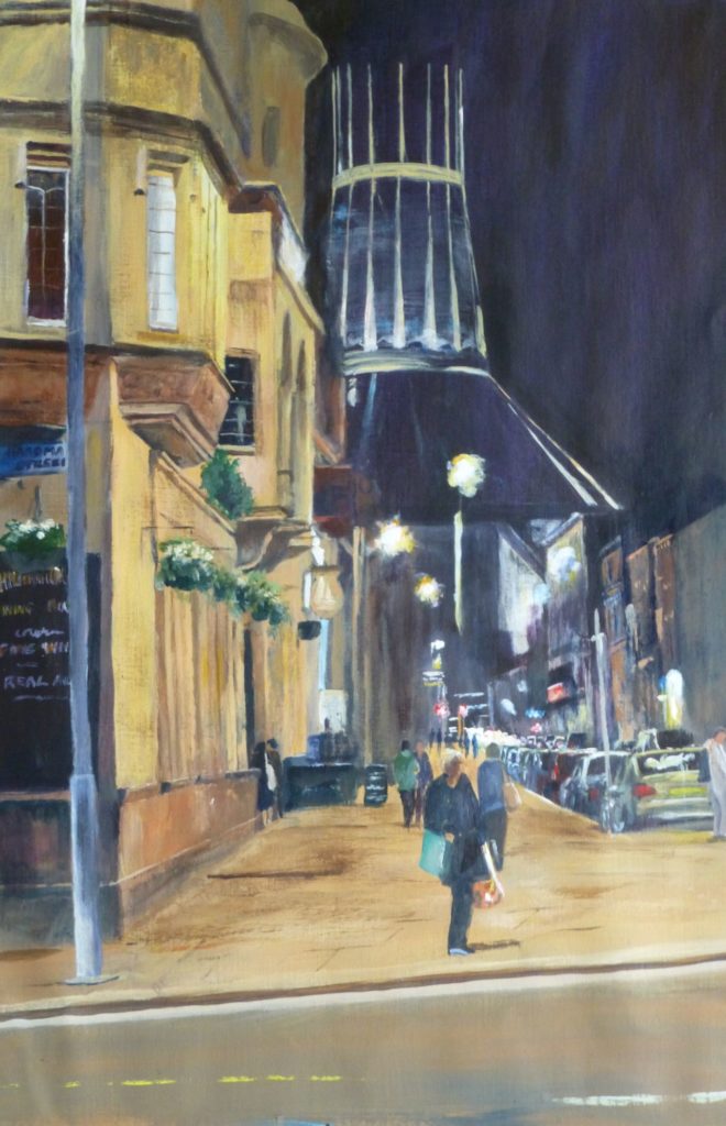 Philharmonic pub, Catholic Cathedral, Hope Street, Liverpool. Acrylic painting