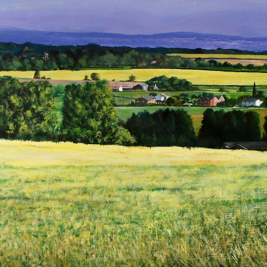 View from Clieves' Hills, Ormskirk towards Southport and formby over the lancashire plain. Acrylic painting